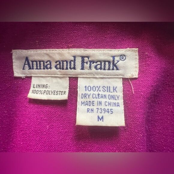 Anna and Frank Fuchsia Silk Blazer – Size M - Picture 3 of 5